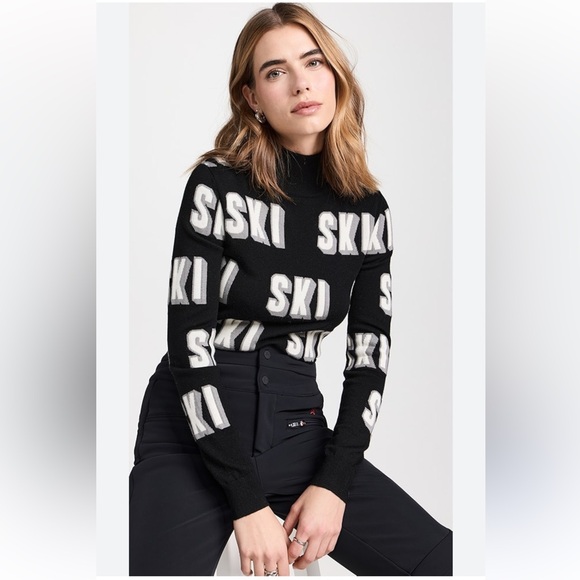 Perfect moment authentic 3D ski sweater blacklightweight knit 100% wool XL NWT
